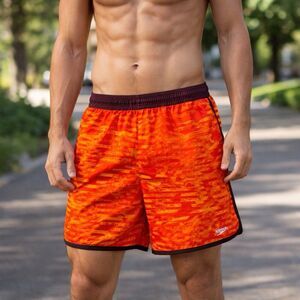 Speedo Shorts Mens Large Orange Swim 4Way Comfort Stretch NWT$34